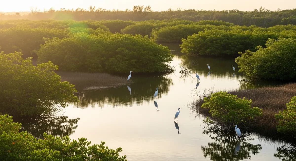 Peaceful waterfront and palm-lined neighborhood in Naples, Florida