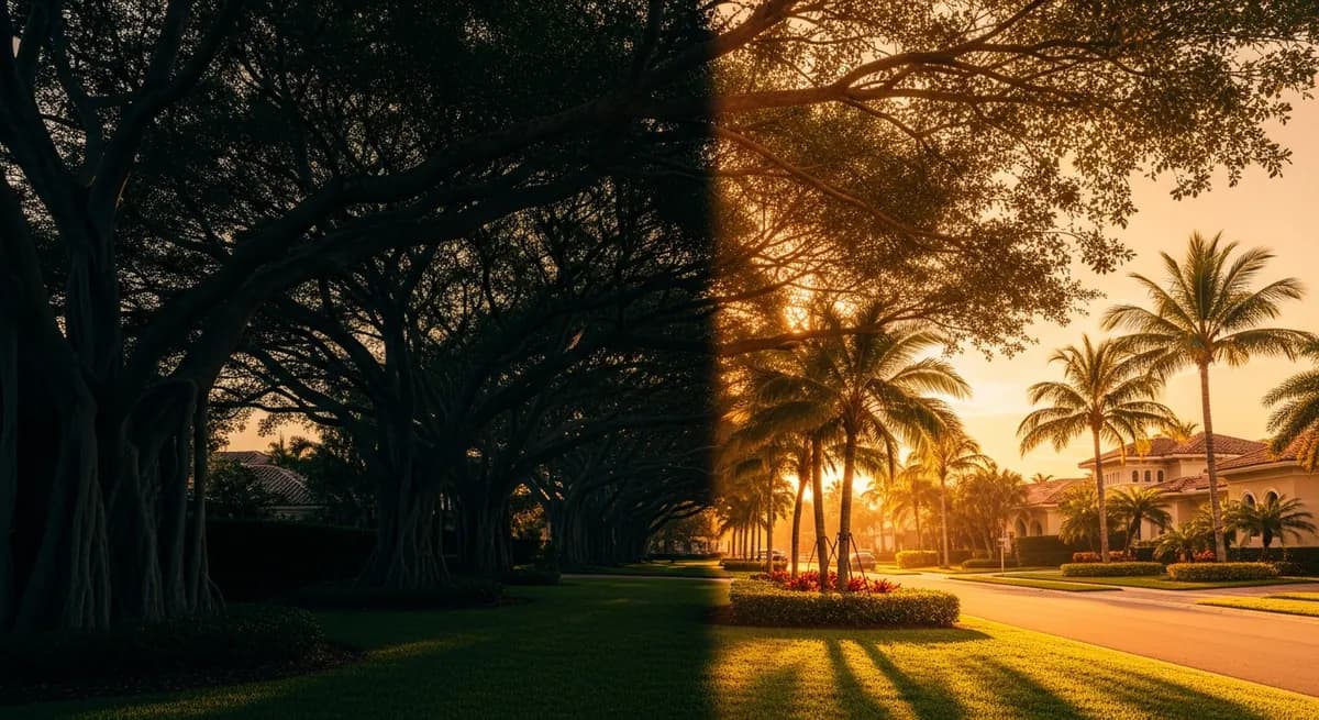 Quiet Gulf shoreline and neighborhood in Naples, Florida